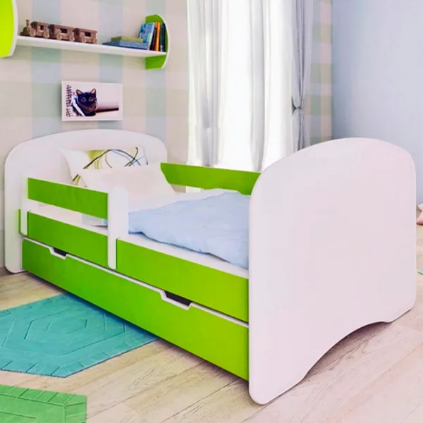 Pat pentru copii BellaLuni Happy 90 x 180 cm/ PAL/ Green photo 2 Pat pentru copii BellaLuni Happy 90 x 180 cm/ PAL/ Green photo 2