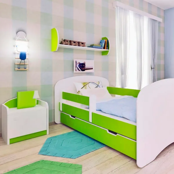 Pat pentru copii BellaLuni Happy 90 x 180 cm/ PAL/ Green photo 5 Pat pentru copii BellaLuni Happy 90 x 180 cm/ PAL/ Green photo 5