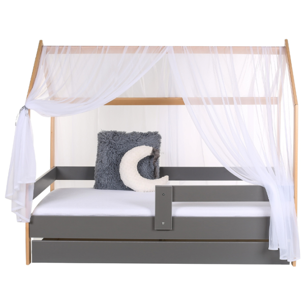 Pat pentru copii BellaLuni Domek 80 x 180 cm/ Masiv/ Graphite photo 2