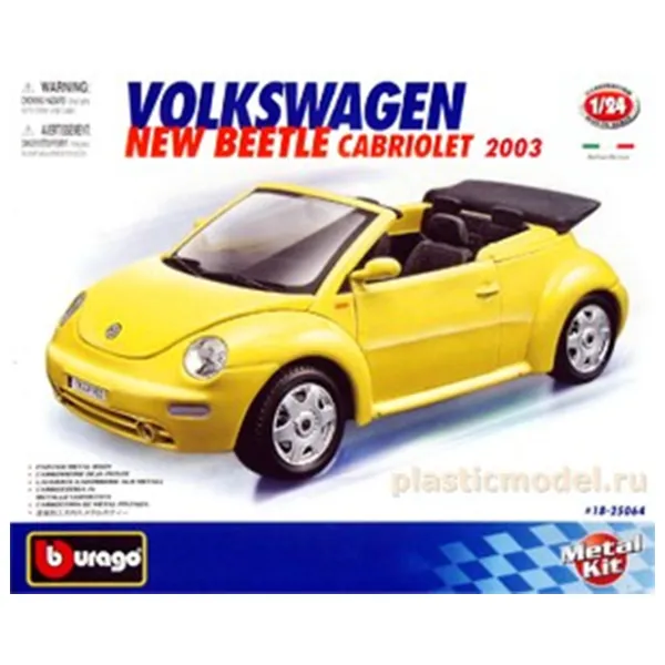 Машинка Bburago Volkswagen New Beetle Cabrio 18-25064 Черный Желтый photo 5
