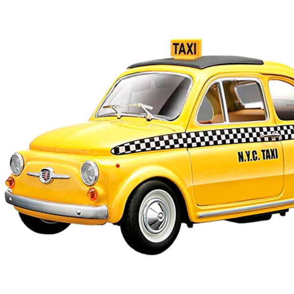 Машинка Bburago Fiat 500 Taxi 18-21033 Черный Желтый photo 2