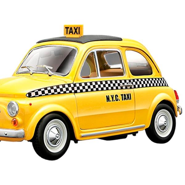 Машинка Bburago Fiat 500 Taxi 18-21033 Черный Желтый photo 3