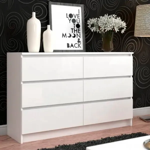 Comodă Akord K120 6SZ 77 x 120 x 40/ LPAL/ Alb photo 3