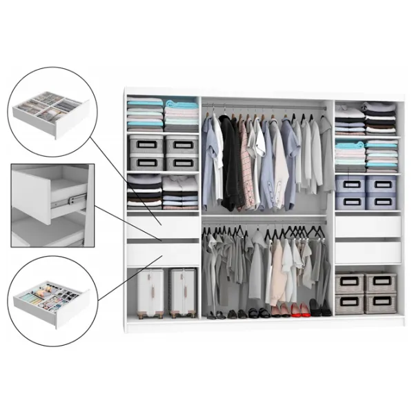 Dulap Belini Premium MBP SZP8 SZP8/0/1W/2SR1L/0/KLAL 235 x 60 x 216 / PAL / Alb photo 2