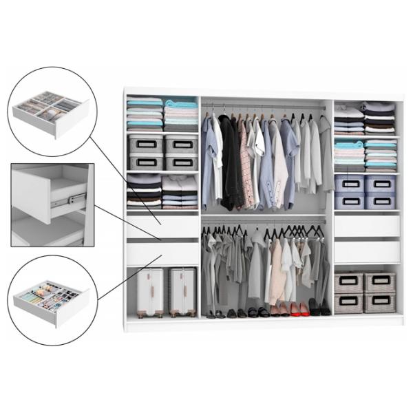 Dulap Belini Premium MBP SZP8 SZP8/0/1W/2SR1L/0/KLAL 235 x 60 x 216 / PAL / Alb photo 2