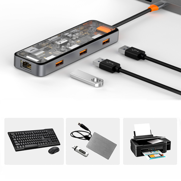 Adaptor Hub WIWU Cyber 8 in 1 USB Type-C/ Gray photo 4