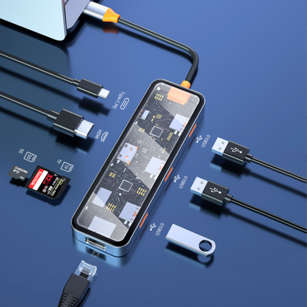 Adaptor Hub WIWU Cyber 8 in 1 USB Type-C/ Gray photo 5