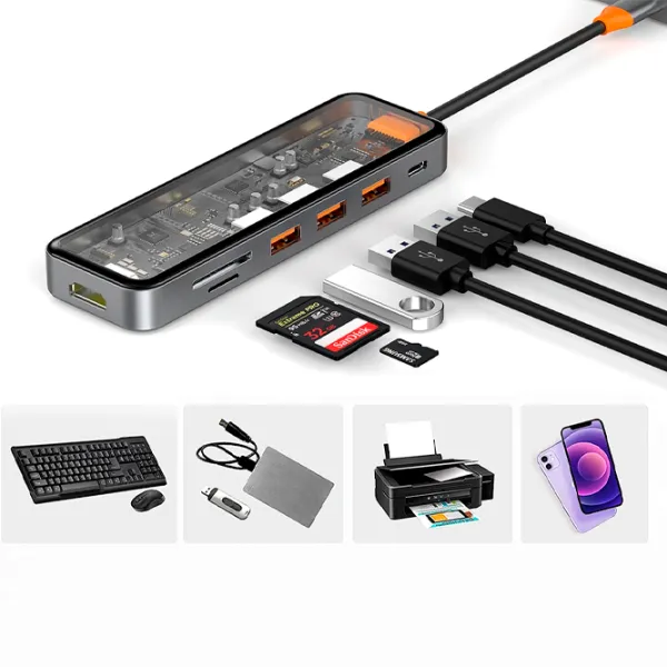 Adaptor Hub WIWU Cyber 7 in 1 USB Type-C/ Gray photo 2