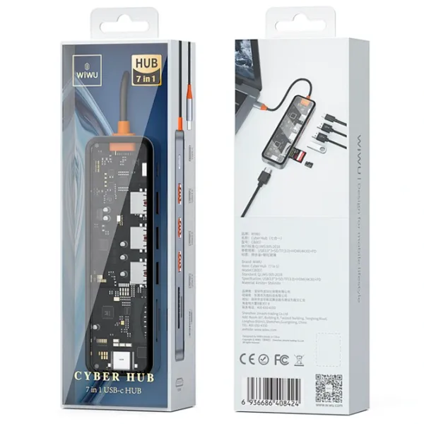Adaptor Hub WIWU Cyber 7 in 1 USB Type-C/ Gray photo 5