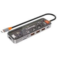 Adaptor Hub Canyon DS-13 7 in 1 USB Type-C/ Gray photo 2