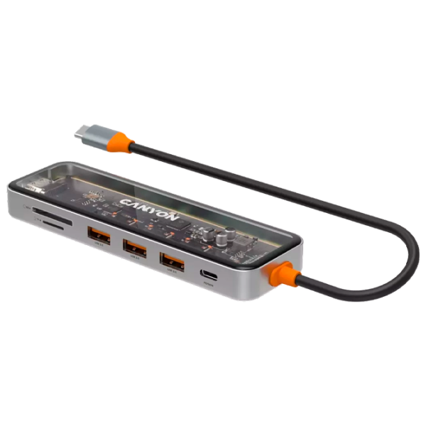 Adaptor Hub Canyon DS-13 7 in 1 USB Type-C/ Gray photo 3