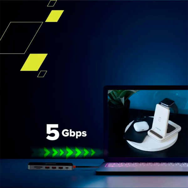Adaptor Hub Canyon DS-13 7 in 1 USB Type-C/ Gray photo 6