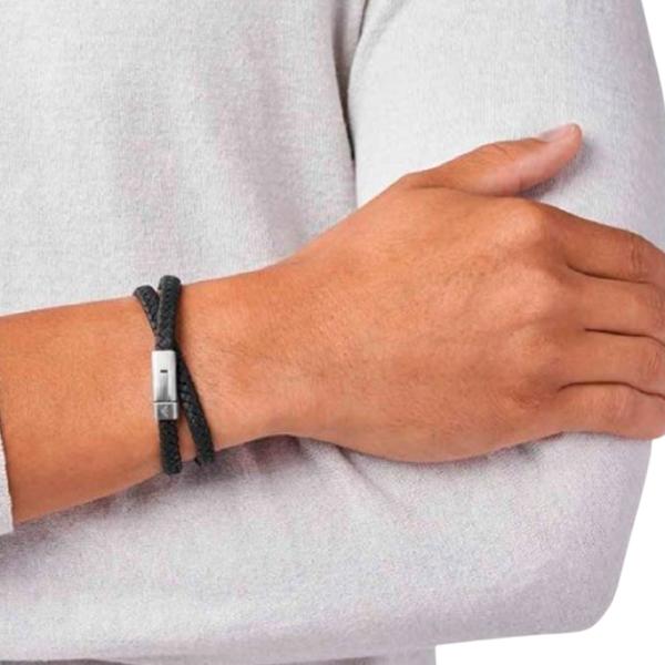 Brățară pentru bărbați EMPORIO ARMANI EGS2176040 Piele/ Black photo 2 Brățară pentru bărbați EMPORIO ARMANI EGS2176040 Piele/ Black photo 2