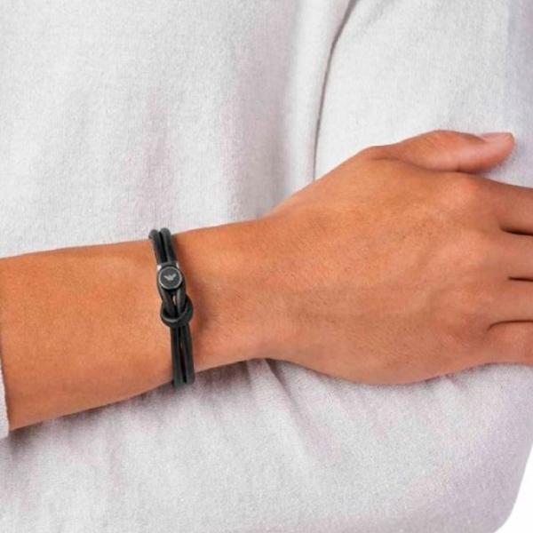 Brățară pentru bărbați EMPORIO ARMANI EGS2212040 Piele/ Black photo 2 Brățară pentru bărbați EMPORIO ARMANI EGS2212040 Piele/ Black photo 2