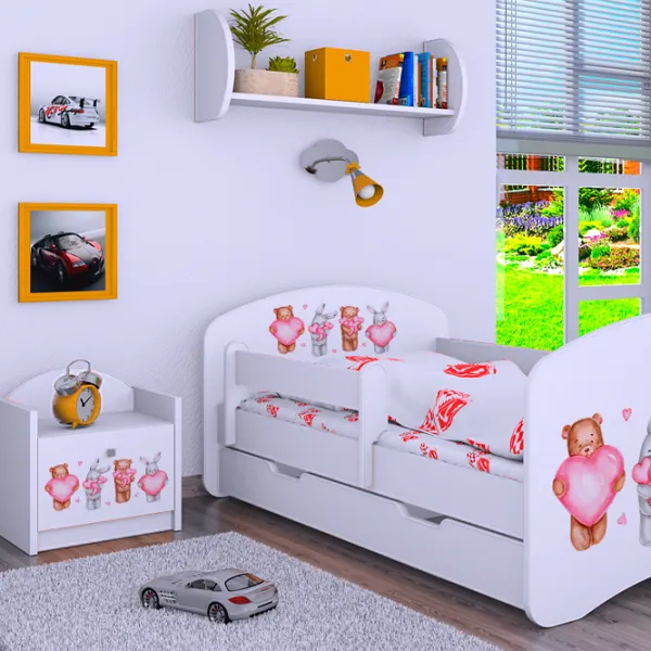 Детская кровать Happy Babies Happy Animals with Hearts L04 80 x 160 см/ Щит/ Белый photo 4