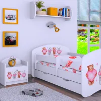 Pat pentru copii Happy Babies Happy Animals with Hearts L04 80 x 160 cm/ Placa/ White photo 4