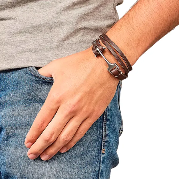 Brățară pentru bărbați FOSSIL JF02205040 Inox/ Brown photo 3 Brățară pentru bărbați FOSSIL JF02205040 Inox/ Brown photo 3