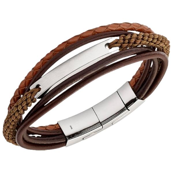 Brățară pentru bărbați FOSSIL JF02703040 Inox/ Brown photo 2 Brățară pentru bărbați FOSSIL JF02703040 Inox/ Brown photo 2