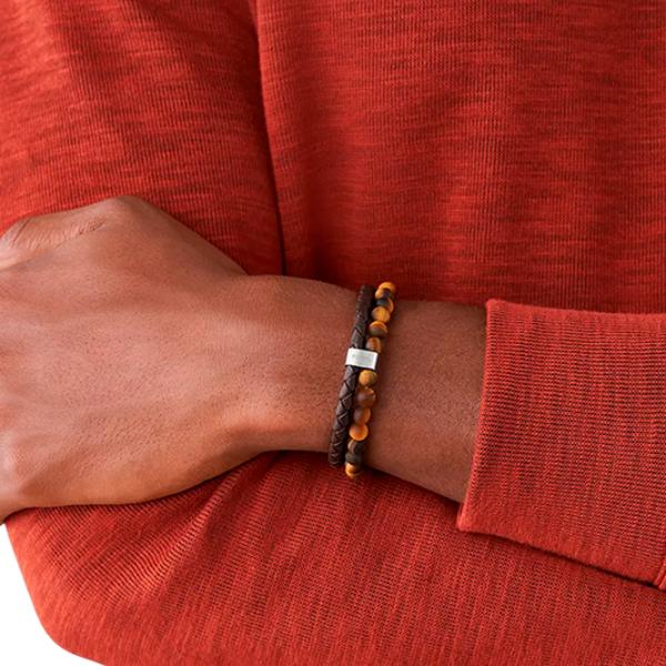 Браслет для мужчин FOSSIL JF03118040 нерж. сталь/ Коричневый photo 2 Браслет для мужчин FOSSIL JF03118040 нерж. сталь/ Коричневый photo 2