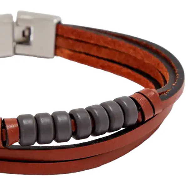 Brățară pentru bărbați FOSSIL JF03128040 Inox/ Brown photo 2 Brățară pentru bărbați FOSSIL JF03128040 Inox/ Brown photo 2