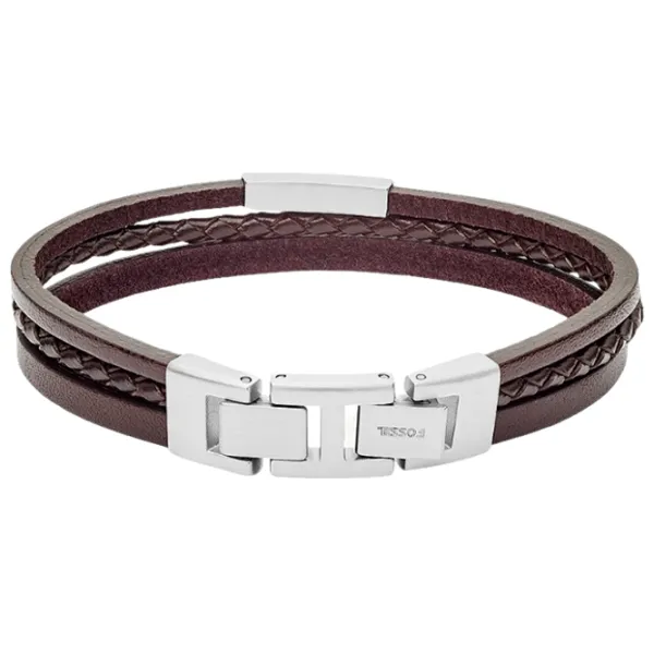 Brățară pentru bărbați FOSSIL JF03323040 Inox/ Brown photo 2 Brățară pentru bărbați FOSSIL JF03323040 Inox/ Brown photo 2