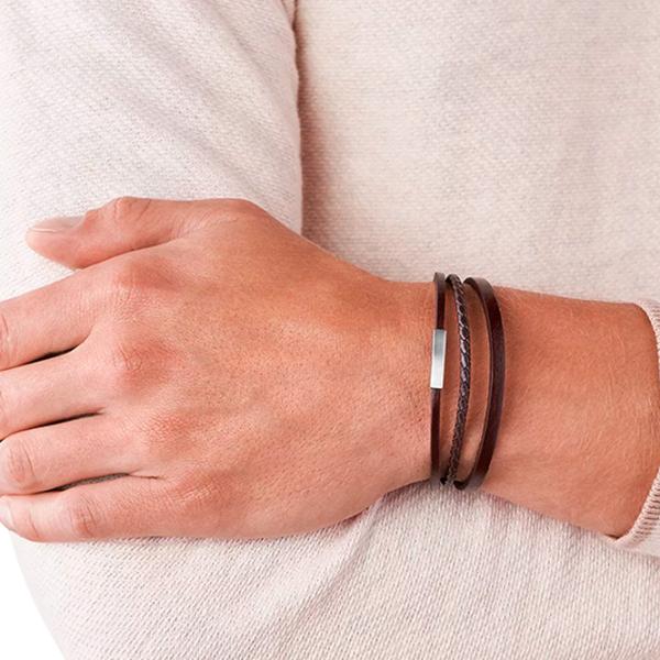 Brățară pentru bărbați FOSSIL JF03323040 Inox/ Brown photo 3 Brățară pentru bărbați FOSSIL JF03323040 Inox/ Brown photo 3