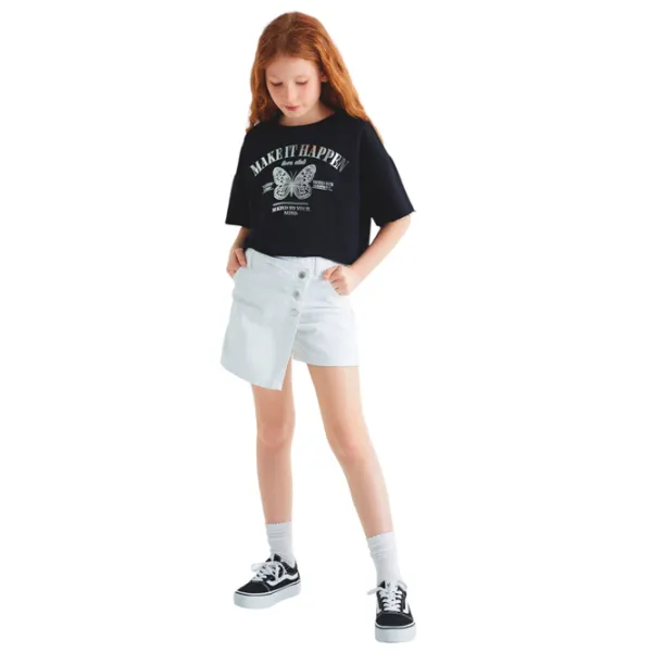 Pantaloni scurți pentru fete Koton 4SKG40024AD 152 / White photo 4 Pantaloni scurți pentru fete Koton 4SKG40024AD 152 / White photo 4