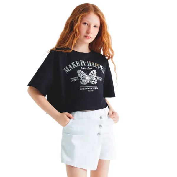 Pantaloni scurți pentru fete Koton 4SKG40024AD 164 cm / White photo 5 Pantaloni scurți pentru fete Koton 4SKG40024AD 164 cm / White photo 5