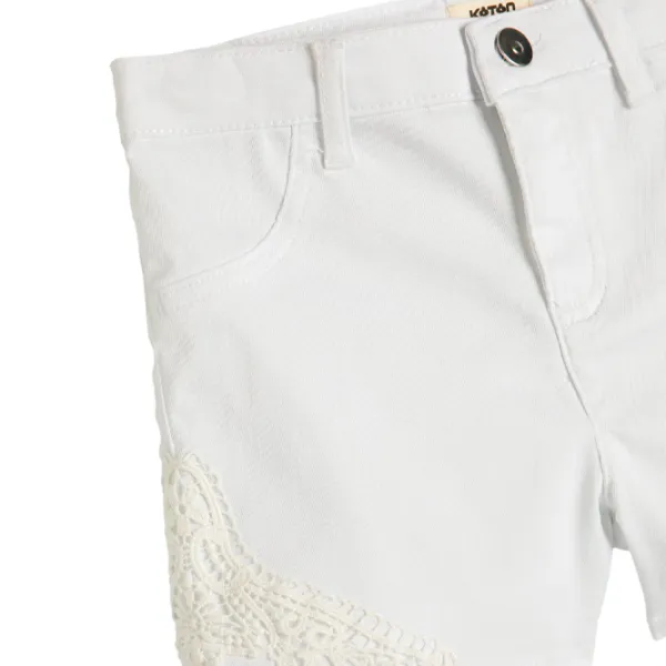 Pantaloni scurți pentru fetiţe Koton 4SKG40060AW 152/ White photo 3 Pantaloni scurți pentru fetiţe Koton 4SKG40060AW 152/ White photo 3