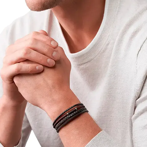 Браслет для мужчин FOSSIL JF03914040 нерж. сталь/ Коричневый photo 3 Браслет для мужчин FOSSIL JF03914040 нерж. сталь/ Коричневый photo 3