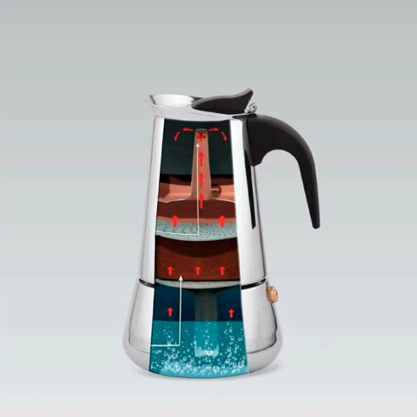 Гейзерная кофеварка Maestro Mr-1660-6 0.3л / Алюминий / Нержавеющая сталь photo 3