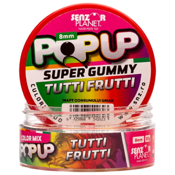 Boilies Senzor Planet Pop-Up Super Gummy Tutti Frutti/ 0.03 kg/ 8 mm photo 2 Boilies Senzor Planet Pop-Up Super Gummy Tutti Frutti/ 0.03 kg/ 8 mm photo 2