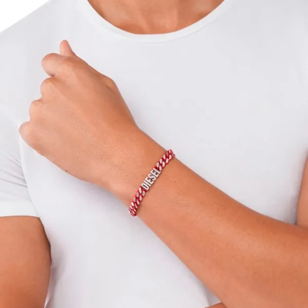Brățară unisex DIESEL DX1415040 Inox/ Red photo 2 Brățară unisex DIESEL DX1415040 Inox/ Red photo 2