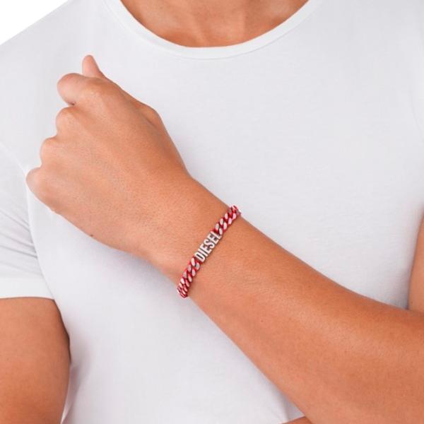 Brățară unisex DIESEL DX1415040 Inox/ Red photo 2 Brățară unisex DIESEL DX1415040 Inox/ Red photo 2