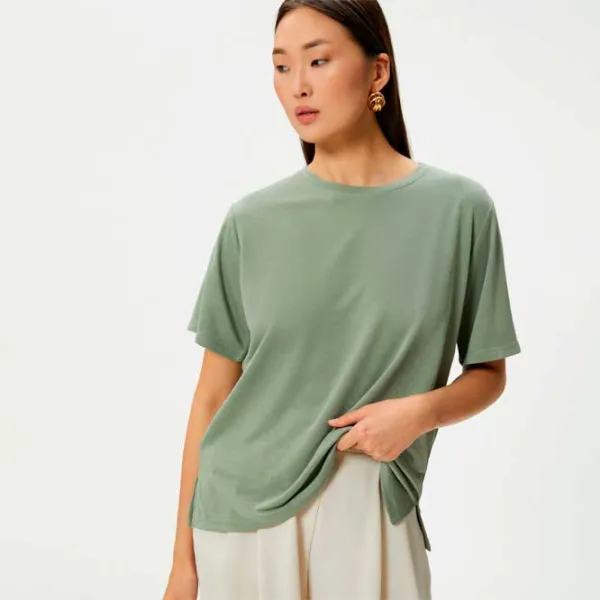 Tricou pentru femei Koton 4SAK50150EK 100% bumbac/ Khaki photo 2