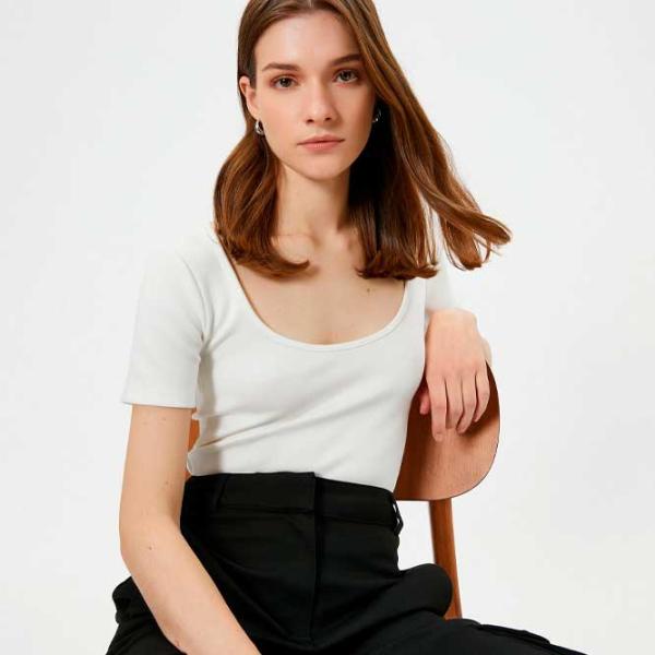 Футболка для женщин Koton 4SAK50149EK 69 % вискоза/ Белый photo 2