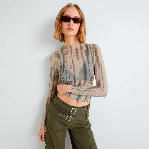 Tricou pentru femei Koton 4SAK50562EK 94% poliester, 6% elastan/ Khaki photo 3