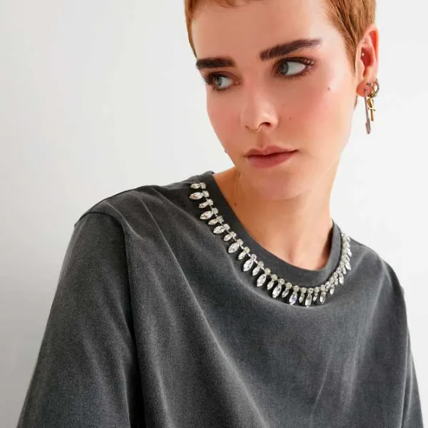 Футболка для женщин Koton 4SAL10717IK 100% хлопок/ Антрацит photo 2