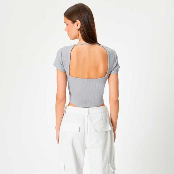 Tricou pentru femei Koton 4SAL10804IK 30% poliester/ Gray photo 4
