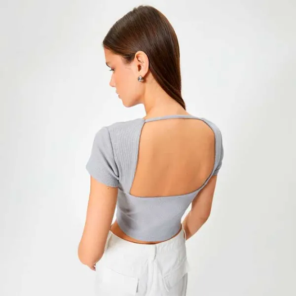 Tricou pentru femei Koton 4SAL10804IK 30% poliester/ Gray photo 2