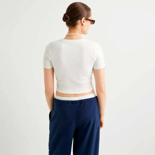 Tricou pentru femei Koton 4SAL10850IK 4 % Elastan/ White photo 4