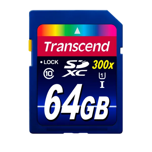 Memory Card Transcend SD Card 64 ГБ SD Card/ UHS-I (300X) photo 1 Memory Card Transcend SD Card 64 ГБ SD Card/ UHS-I (300X) photo 1