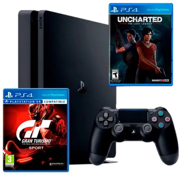 Sony Playstation 4 Slim + Gran Turismo Sport + Uncharted The Lost Legacy Черный photo 1