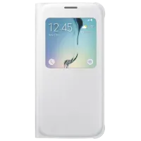 Чехол для смартфона Samsung Galaxy S6 Samsung/ Flip Cover View/ Экокожа/ Серебристый Белый