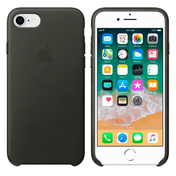Husa Apple iPhone 7/8 Orig Back/ Leather/ Charcoal Gray photo 1