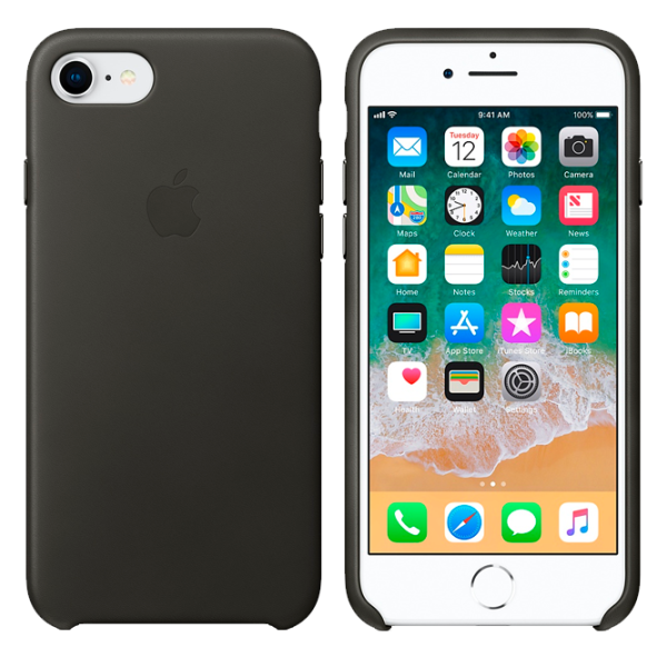 Husa Apple iPhone 7/8 Orig Back/ Leather/ Charcoal Gray photo 1