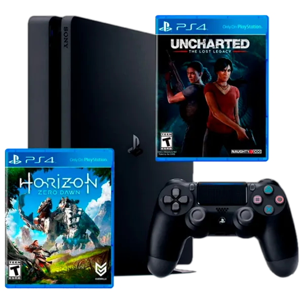 Sony Playstation 4 Slim + Horizon Zero Dawn + Uncharted The Lost Legacy Черный photo 1