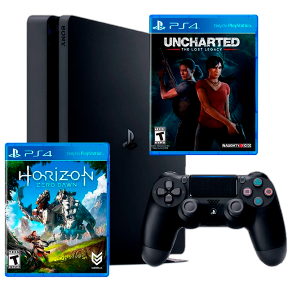 Sony Playstation 4 Slim + Horizon Zero Dawn + Uncharted The Lost Legacy Черный photo 1