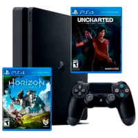 Sony Playstation 4 Slim + Horizon Zero Dawn + Uncharted The Lost Legacy Black