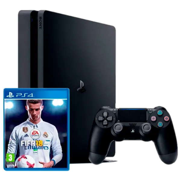 Sony Playstation 4 Slim + FIFA 18 Черный photo 1